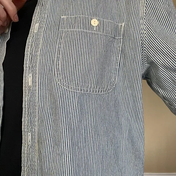 Navy Striped Button-up - Picture 10 of 11